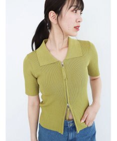 Green Parks ５分袖衿付きＺｉｐプルオーバー