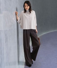 自由区 【SHIHOさん着用・大人カジュアル】ストレッチチノクロス2タックワイド パンツ
