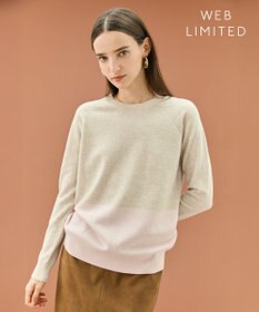 BEIGE， 【WEB限定・洗える】DEMING / バイカラーウールクルーネックニット