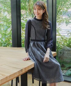 Tiaclasse 【洗える】レースコンビフレアワンピース