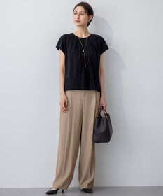 23区 L 【接触冷感/洗える】ツイストコットンプレーティング タックデザイン カットソー