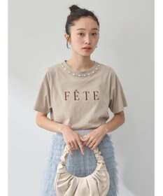 earth music&ecology 襟パール刺繍ロゴＴシャツ