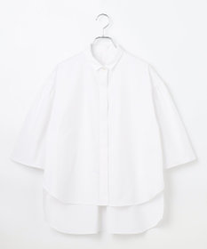 #Newans 【洗濯機可能/シワになりにくい】〈お尻・太ももをカバー〉フレアスリーブイタリアンカラーシャツ