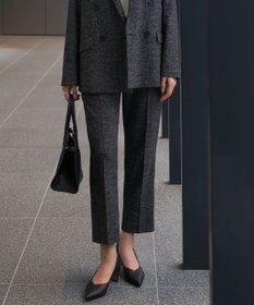 ICB ミックスブッチャー クロップドパンツ ブラック×オフホワイト