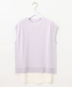 ANY SIS S 【洗える】フレンチスリーブシャツテール ニット