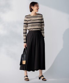 自由区 【洗える】コットンポンチボーダー クルーネック カットソー