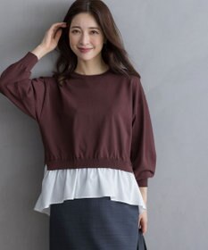 組曲 ストレッチクリアドッキング ニットプルオーバー ブラウン系