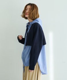 YECCA VECCA ZIPニットレイヤードフーディーシャツ