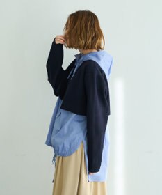 YECCA VECCA ZIPニットレイヤードフーディーシャツ