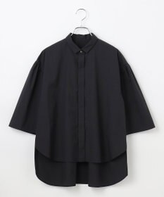 #Newans 【洗濯機可能/シワになりにくい】〈お尻・太ももをカバー〉フレアスリーブイタリアンカラーシャツ