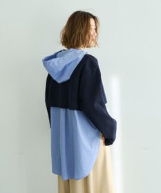 YECCA VECCA ZIPニットレイヤードフーディーシャツ