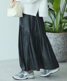 AMERICAN HOLIC 【選べる丈】チンツ加工ティアードスカート