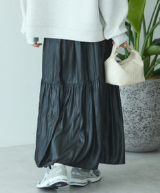 AMERICAN HOLIC 【選べる丈】チンツ加工ティアードスカート