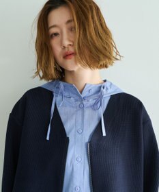 YECCA VECCA ZIPニットレイヤードフーディーシャツ