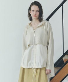 YECCA VECCA ZIPニットレイヤードフーディーシャツ