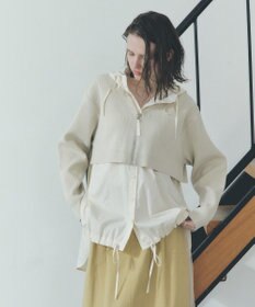 YECCA VECCA ZIPニットレイヤードフーディーシャツ