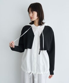 YECCA VECCA ZIPニットレイヤードフーディーシャツ