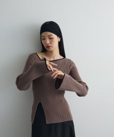Green Parks 前後２ｗａｙアシンメトリー袖フレアリブニット