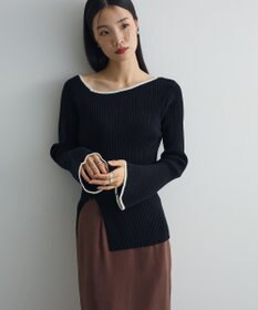 Green Parks 前後２ｗａｙアシンメトリー袖フレアリブニット