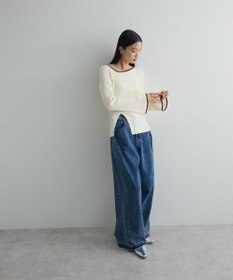 Green Parks 前後２ｗａｙアシンメトリー袖フレアリブニット