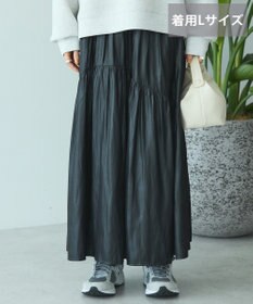 AMERICAN HOLIC 【選べる丈】チンツ加工ティアードスカート