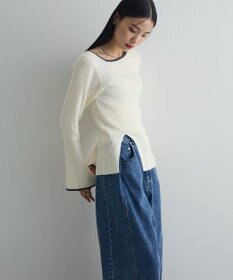 Green Parks 前後２ｗａｙアシンメトリー袖フレアリブニット