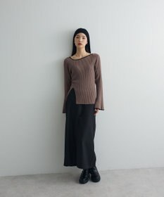 Green Parks 前後２ｗａｙアシンメトリー袖フレアリブニット