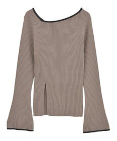 Green Parks 前後２ｗａｙアシンメトリー袖フレアリブニット