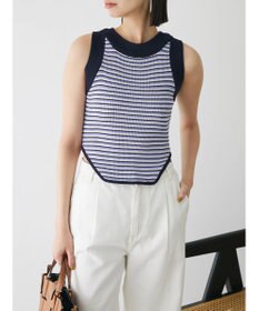 Green Parks デザインヘム配色ニットタンクトップ