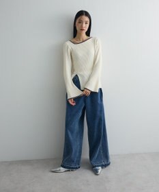 Green Parks 前後２ｗａｙアシンメトリー袖フレアリブニット