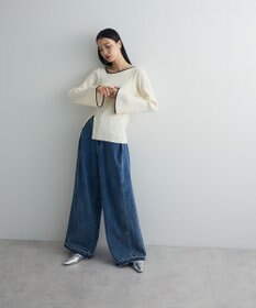 Green Parks 前後２ｗａｙアシンメトリー袖フレアリブニット