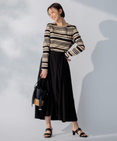 自由区 【洗える】コットンポンチボーダー クルーネック カットソー