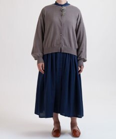 muuc 花モチーフ付きコットンニットカーディガン