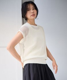 ANY フレンチスリーブメッシュニット
