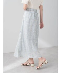 earth music&ecology フラワープリントフレアスカート