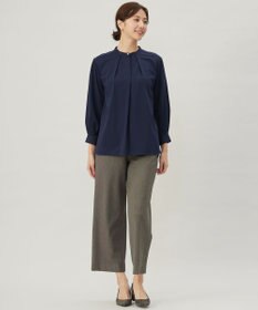 J.PRESS LADIES L シャツジャージー バンドカラー カットソー