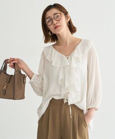 YECCA VECCA ラッフルリボンシアーブラウス