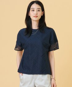 J.PRESS LADIES S 【一枚で着映え・シーンレスに活躍】タイルライクレース クルーネック カットソー