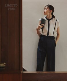 ICB 【2WAY・WEB限定・洗える】シルフィルダブルクロス サスペンダーパンツ