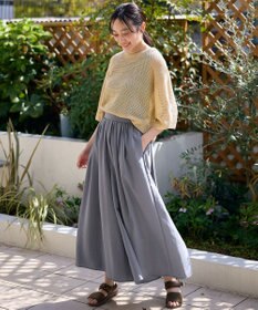 ANY L 【洗濯機可/ウエストゴム/UVケア】スパンボイル撥水スカートパンツ