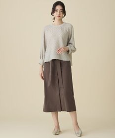 自由区 L ブラッシュドコットンサテンナロー スカート