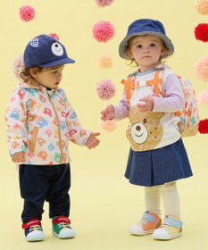 MIKI HOUSE HOT BISCUITS 【80-120cm】ビッグフェイスプリント 長袖Tシャツ