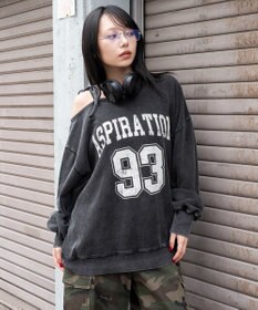 WEGO 【25年秋冬新作】2WAYグラフィックワンショルBIGスウェット