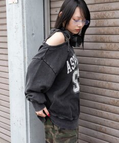 WEGO 【25年秋冬新作】2WAYグラフィックワンショルBIGスウェット