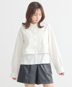 earth music&ecology ロールアップスリーブボクシーシャツ