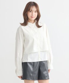 earth music&ecology ロールアップスリーブボクシーシャツ