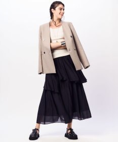 23区 L 【Oggi4月号掲載/セットアップ対応】リネン ミックスツイード ノーカラー ジャケット