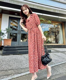 Feroux カシュクールデザイン 小花プリントワンピース
