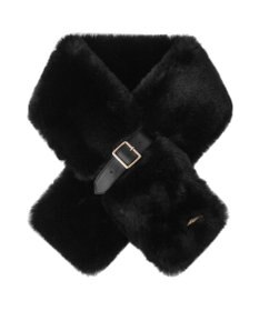 MOONBAT 【大人百花1月号掲載】FURLA フェイクファーマフラー ベルト差し込み ファーティペット ロゴプレート付