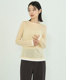 UNFILO ソフトウール フェイクレイヤード ロンT クリーム